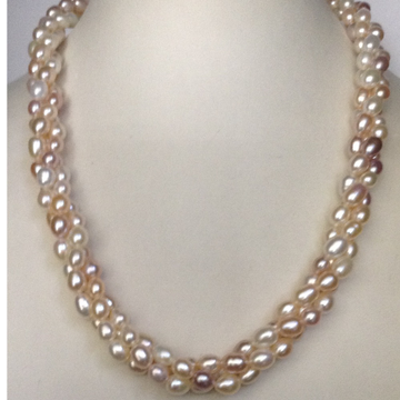 multicolour oval pearls twisted 3 layers necklace JPM0135