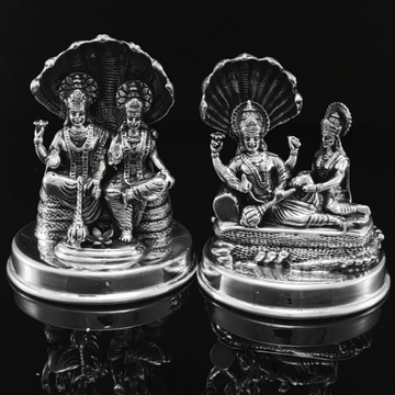 925 Silver Idols Of Laxmi Vishnu On Sheshnag by 