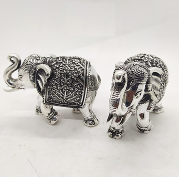 92.5 Pure Silver Elephant Pair With Raised Trunk P... by 