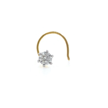 18kt / 750 yellow gold classic single 0.10 cts diamond nose pin 9np121