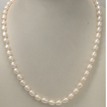 Freshwater white oval pearls strand JPM0082