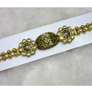 Gold blue kundan minakari antique bracelet by 