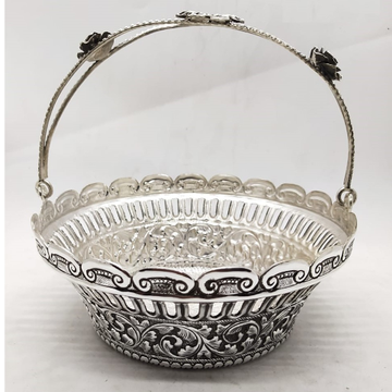 Puran pure silver flower tokri with handle in anti... by 