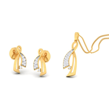 22k gold cz classy pendant set by 