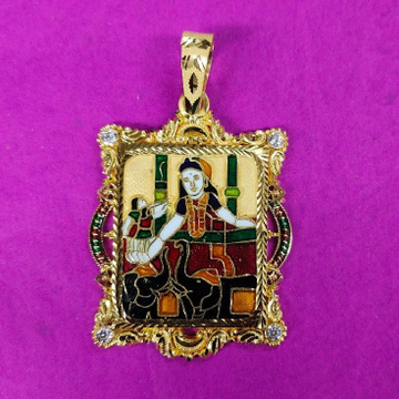 916 Gold Rectangle Fancy Shakti Ma Mina Pendant by Saurabh Aricutting