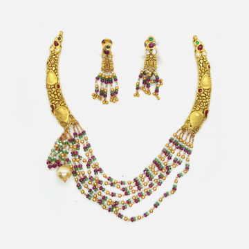 916 Gold Antique Wedding Necklace Set RHJ-4847