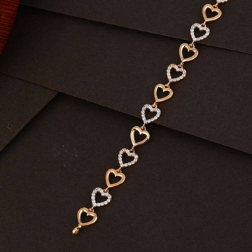 18k rose gold heart shape diamond ladies bracelet by 