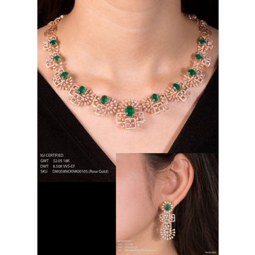 18k gold attractive green stone necklace set