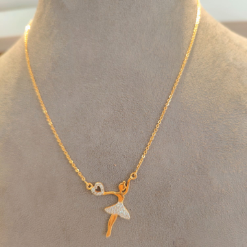 22K Gold Delicate Dancing Girl Pendant Chain by 