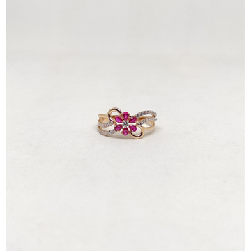 18k Rose gold pink Flower design ring by Rajasthan Jewellers Private Limited