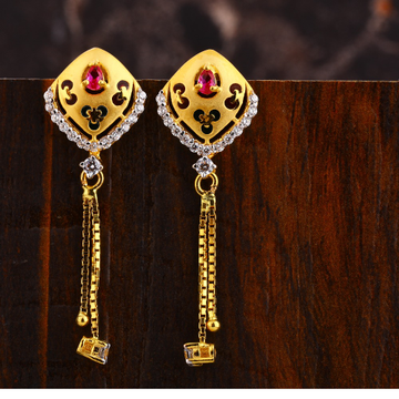 22CT Gold CZ  Designer  Women's Hallmark Earring L...