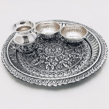 925 Pure Silver Antique Pooja Thali Set PO-263-22 by 