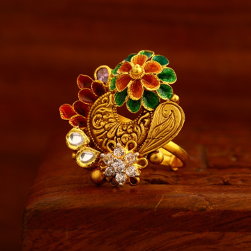 22CT Gold CZ Hallmark Antique Stylish Ladies Ring...