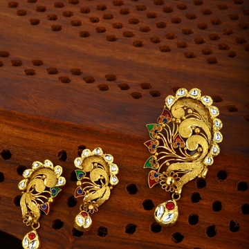 916 gold Attractive Design antique Pendant Set 