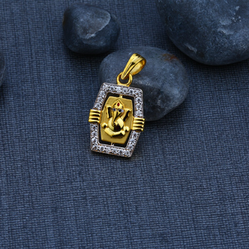 Ganpati Gold Cz 916 God Pendant-GP70