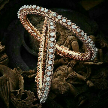 18KT Rose Gold Modern Designer Diamond Bangle by 