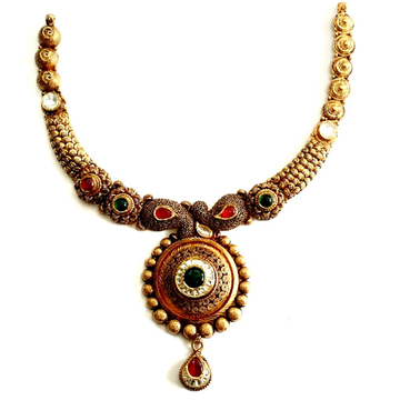 916 gold antique necklace set mga - gn012