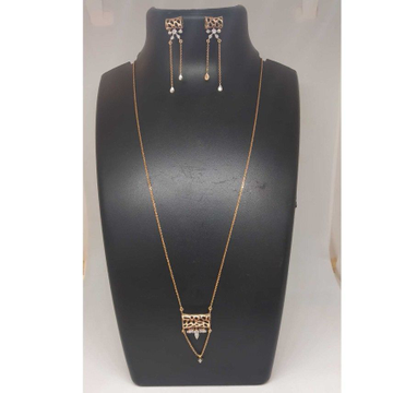 REAL DIAMOND ROSE GOLD DESIGNED CHAIN PENDANT SET by 
