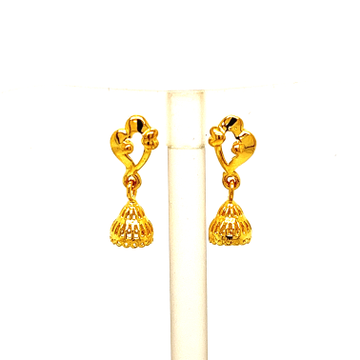 22k Yellow Gold Traditional Jhumki  Plain Earrings by 