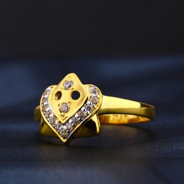 22KT Women's Gold Delicate Hallmark CZ Ring LR844