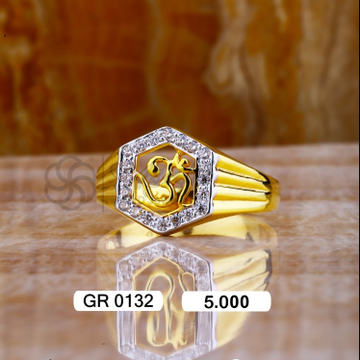 22K(916) Gold Gents Om Diamond Fancy Ring by Sneh Ornaments