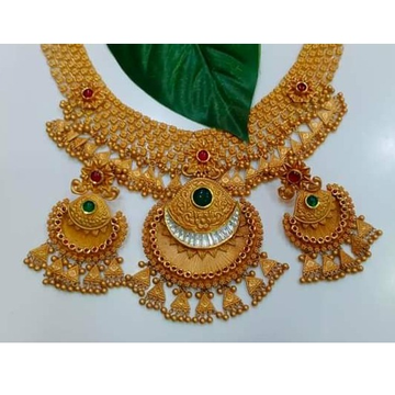 22K Gold antique Wedding Necklace Set by Vipul R Soni