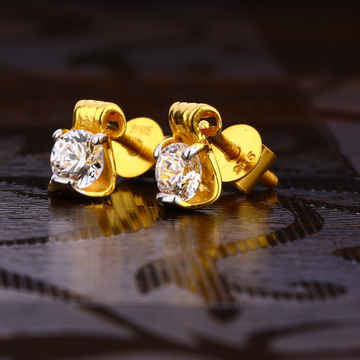 916 Gold Ladies Classic Solitaire Earring LSE201