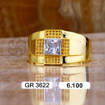 22K(916)Gold Gents Solitaire Ring by Sneh Ornaments