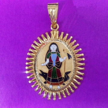 916 Gold Sury Kiran Khodiyar Ma Mina Pendant by Saurabh Aricutting