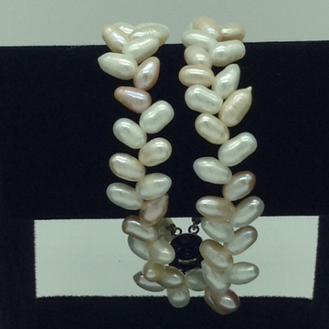 Multi Colour Oval ZigZag Pearls 2 Layers Bracelet JBG0109