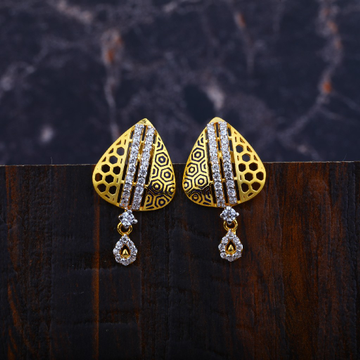 22K Gold Ladies Cz Earrings-LFE76