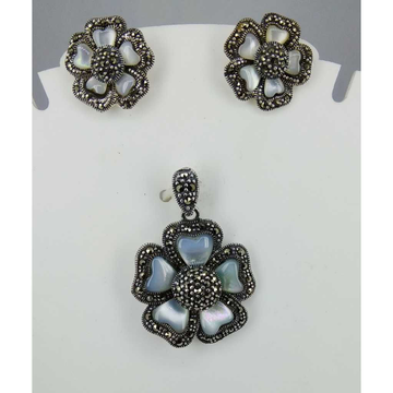 Exclusive marcasite 92.5 silver Pendant Set MG-P00...
