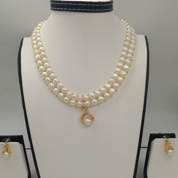White cz pendent set with 2 line button pearls mala jps0241