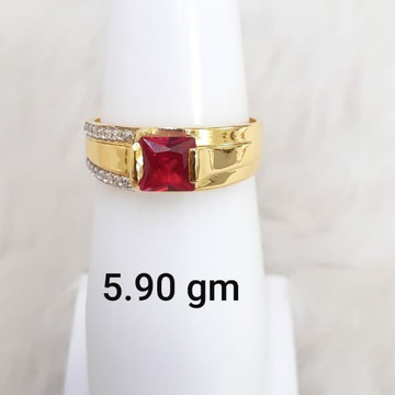 Red solitaire gent's ring by 