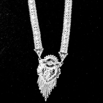 Silver Designer Long Necklace Set by 