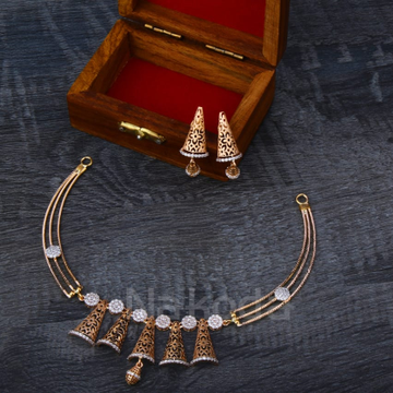 750 Rose Gold Hallmark Designer Ladies Necklace Se...