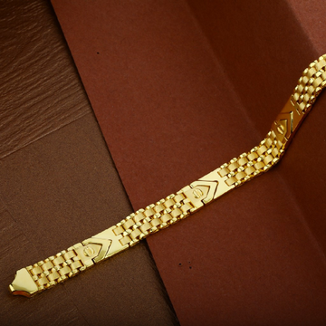 Mens 916 Diamond Gold Cz Fancy Bracelet-MCB05