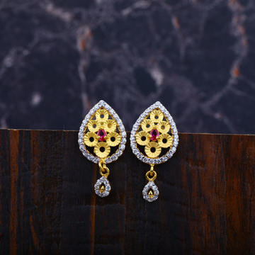Ladies Gold 22K Cz Earrings-LFE78
