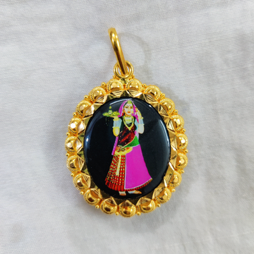 916 Gold Fancy Bhatiyani Maa Photo Mina Pendant
