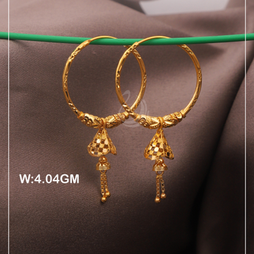 916 Gold Classic Bali Earring by 