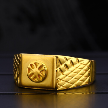 916 Gold Men's Hallmark Stylish Plain Ring MPR108