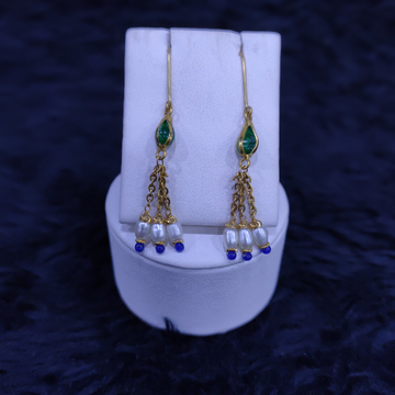 22KT/916 Yellow Gold Modern Srevi Hanging Earrings...