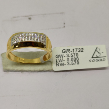 916 Gold CZ Gents Ring  sog-r035 by S. O. Gold Private Limited