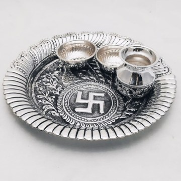 925 Pure Silver Antique Pooja Thali Set PO-263-20 by 