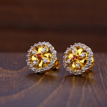 916 Gold CZ Hallmark Delicate Ladies Tops Earrings...
