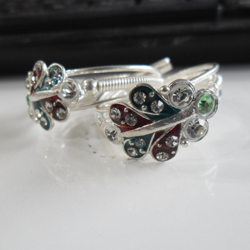 Silver Multi Color Leg Thumb  Toe Ring For Ladies by 