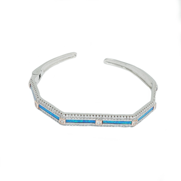 925 Sterling Silver Blue Kada Bracelet MGA - BRS23...