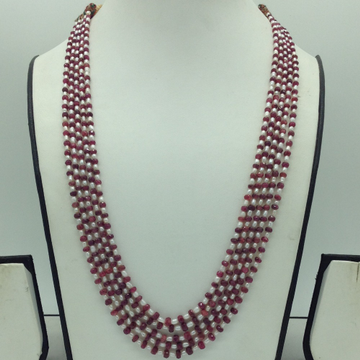 White Rice Pearls with Red Ruby Beeds Necklace JPM0482