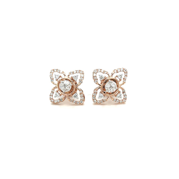 Royale Collection 18k Rose gold Cluster Earring st...
