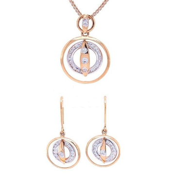 Swirling circles rose gold diamond pendant Set